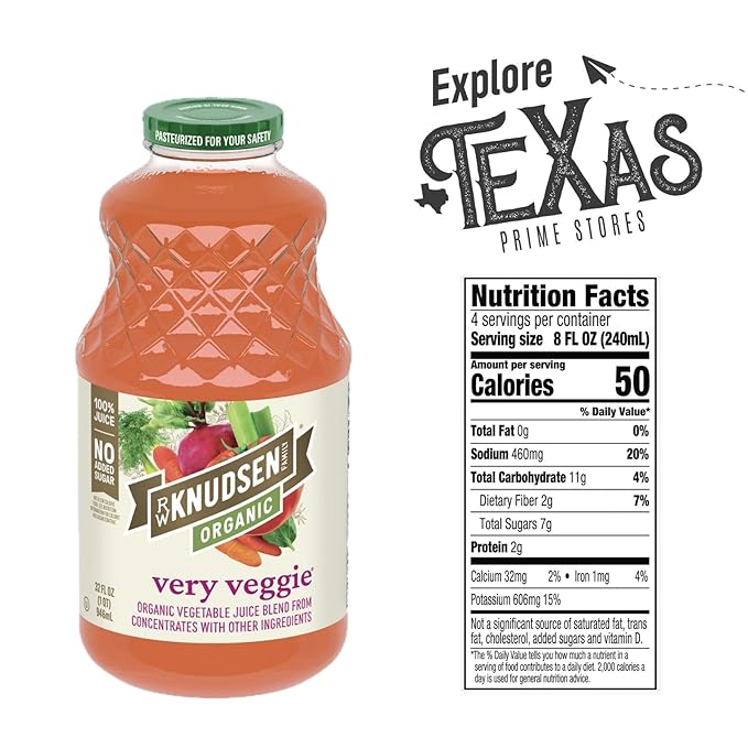 R.W. Knudsen Organic 2-Pack Organic Very Veggie Fruit Juice 100% USDA 32 fl oz Glass Bottle + 1 Utility Freebie by Lavinia