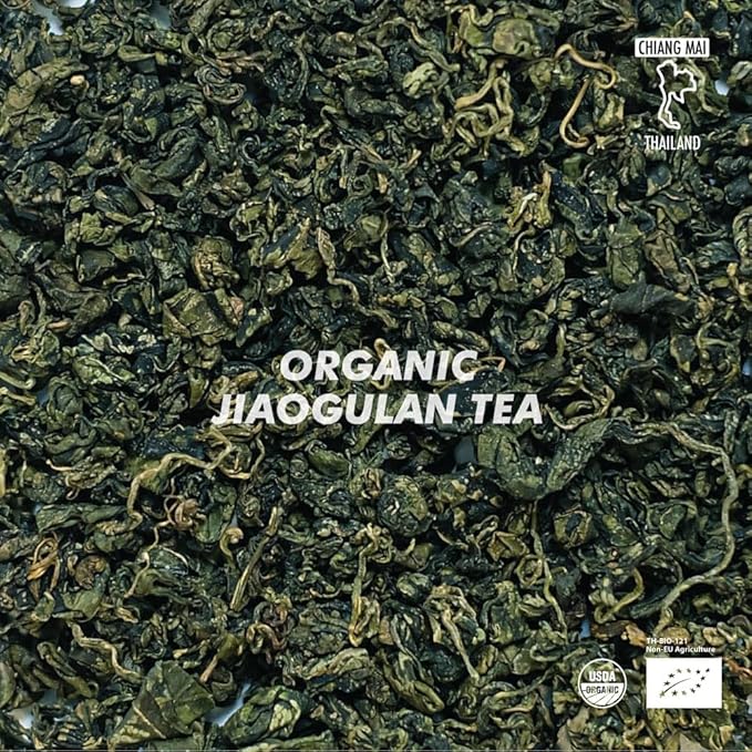 Organic Gynostemma Tea - Jiaogulan Tea 3.52 OZ – Certified USDA &amp EU Organic – Loose Leaf - Caffeine Free - Directly from Thailand Local farmer - Eternal life Herb - Northlandtea