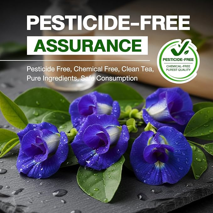 Lam Tae Pure Butterfly Pea Flower Tea (Blue Tea) Color Changing Naturally Grown Thai Herbal Tea Blend with Assam Leaves Lam Tae Signature Recipe – 100% Natural Color Pesticide-Free Antioxidant-R