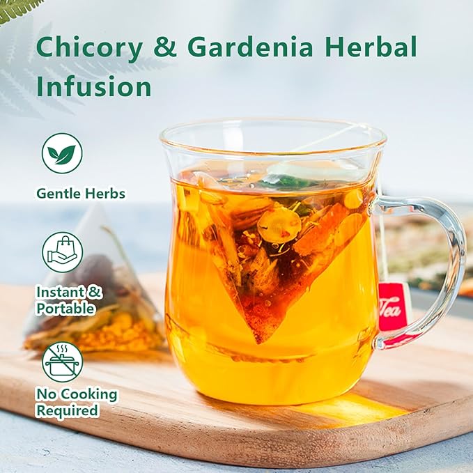 Chicory and Gardenia Herbal Tea Bags (12 Count) – Caffeine Free Sugar Free Botanical Tea with Honeysuckle Licorice &amp Tangerine Peel – Vegan Naturally Soothing Daily Herbal Blend (2pcs)