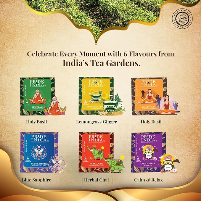 Pride Of India - Natural Herbal Tea Chest - 72 Tea Bags Assorted - Hand packed Best for Gifting Holidays Tea Parties Corporate/Restaurant Use - Healthy Supplemental Teas Beautiful Box &amp Clear