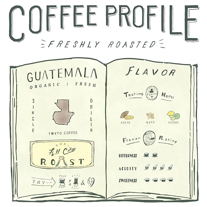 TOKYO COFFEE Organic Guatemala Whole Coffee Beans 24oz Bag Medium-Dark Roast Single Origin Huehuetenango 100% Arabic for a Smooth &amp Nutty Brew