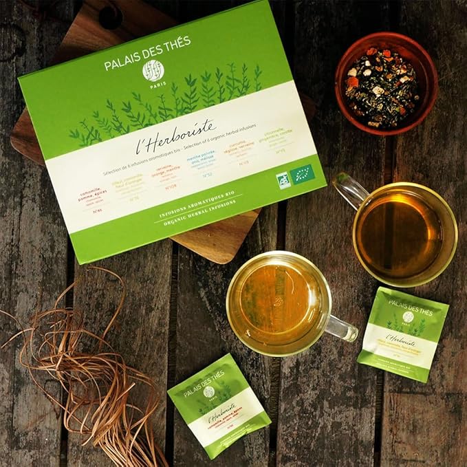 Palais des Thés - Organic L'Herboriste Box - Selection of 36 Premium Herbal Teas - Premium Tea Bags Set Serves 36 Cups