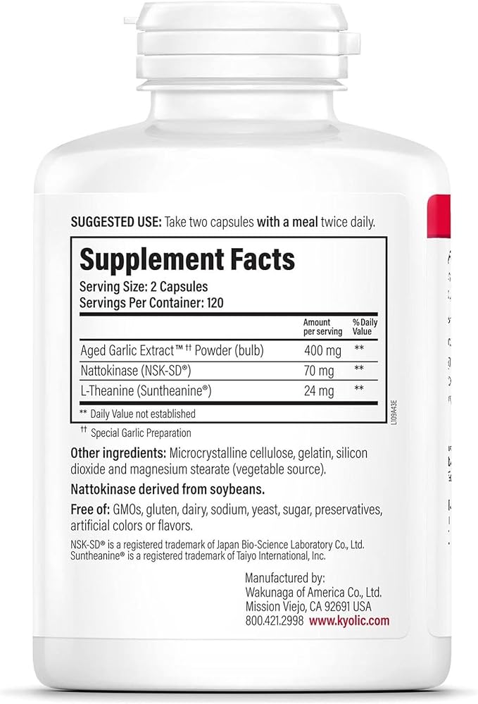 Kyolic Aged Garlic Extract Formula 109 Blood Pressure Health* 240 Capsules