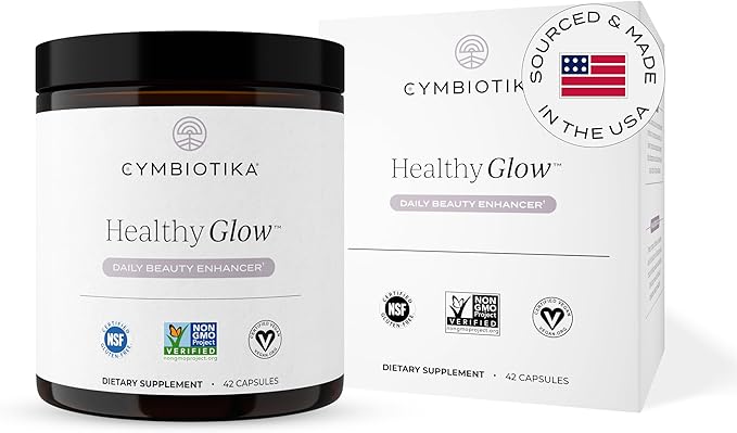 CYMBIOTIKA Healthy Glow Anti Aging Supplement Skin Care &amp Collagen Production Support for Women and Men Includes Hyaluronic Acid Spermidine Restorative Peptides &amp Growth Factors 42 Capsul