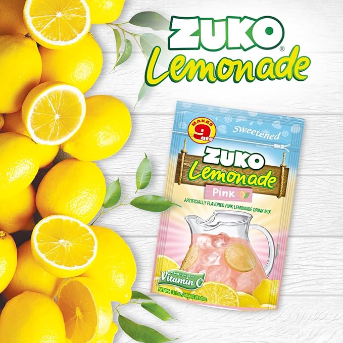 Zuko Pink Lemonade Powdered Drink Mix Family Pack No Added Sugar Needed 14.1 oz (Pack of 6)