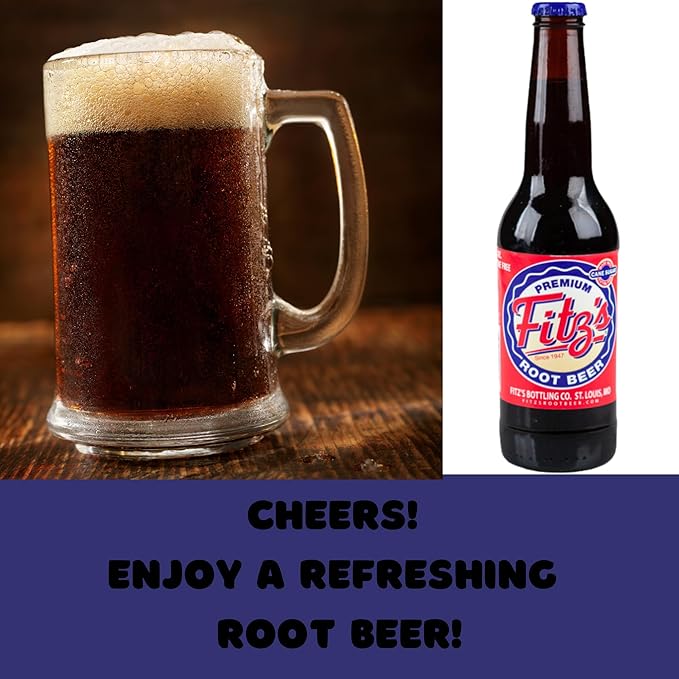 Fitz's Root Beer | Delicious Root Beer with Real Cane Sugar | 12 oz Glass Bottles with Crazy Soda Pop Bottle Opener (6 Pack)