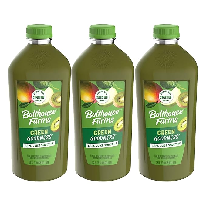 Bolt house Farm Green Goodness 100% Fruit Juice Smoothie | 52 oz (Pack of 3)