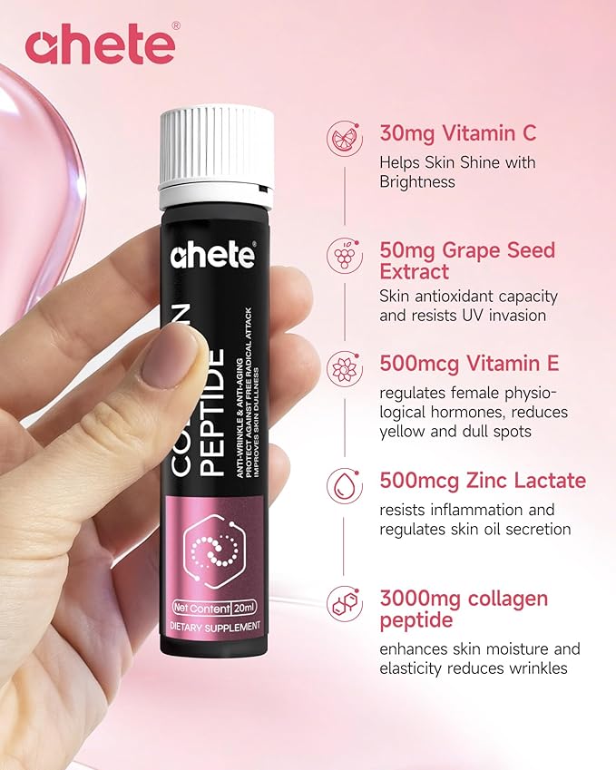Liquid Collagen Peptides for Women &amp Men - 3000mg Hydrolyzed Bovine Collagen Type 1 &amp 3 Zinc Lactate Vitamins C &amp E Tropical Flavor Sugar-Free Gluten-Free Non-GMO - 12 Servings (8 fl