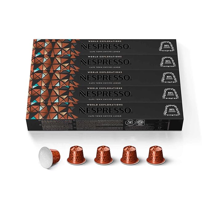 Nespresso Capsules Original Line Cape Town Envivo Lungo Dark Roast Espresso Coffee Pods 50 Count Coffee Pods