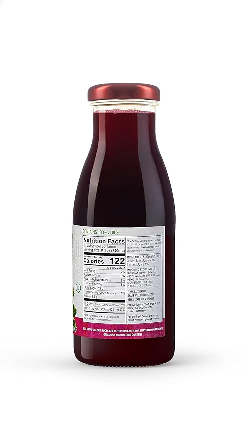 Gardenville Organic Beetroot Juice (Pack of 12) USDA Organic No Added Sugar U Kosher Certified Pasteurized 8.4 oz Glass Bottles (Beetroot)