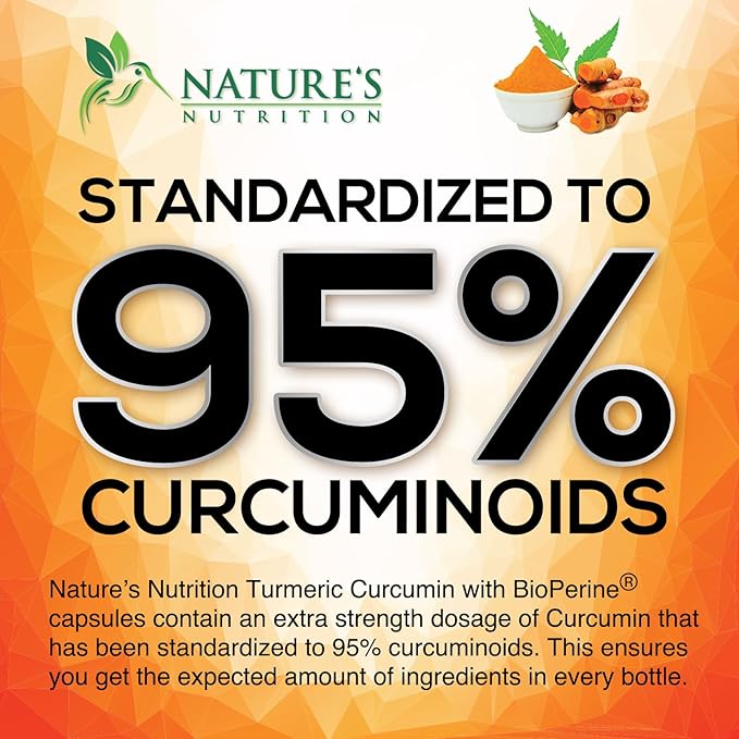 Turmeric Curcumin Supplement 95% Curcuminoids - 1800mg Organic Turmeric Per Serving - BioPerine Black Pepper Extract for Best Absorption Natural Joint Support Non-GMO Bottled in USA - 180 Capsules