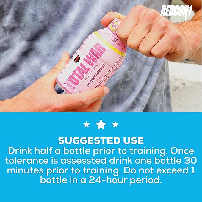 REDCON1 Total War Ready to Drink Pre Workout - Endurance Boosting Keto Friendly RTD Formula - Amino Acid + Citrulline Malate Pre Workout Drink for Men &amp Women (Rainbow Candy 12 Servings)