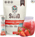 Salud 2-in-1 Hydration Packets + Immunity Electrolytes Powder Strawberry - Fresca Agua Fresca Drink Mix Elderberry Dairy &amp Soy Free Non-GMO Gluten Free Vegan Low Calorie 1g Sugar (15 Servi