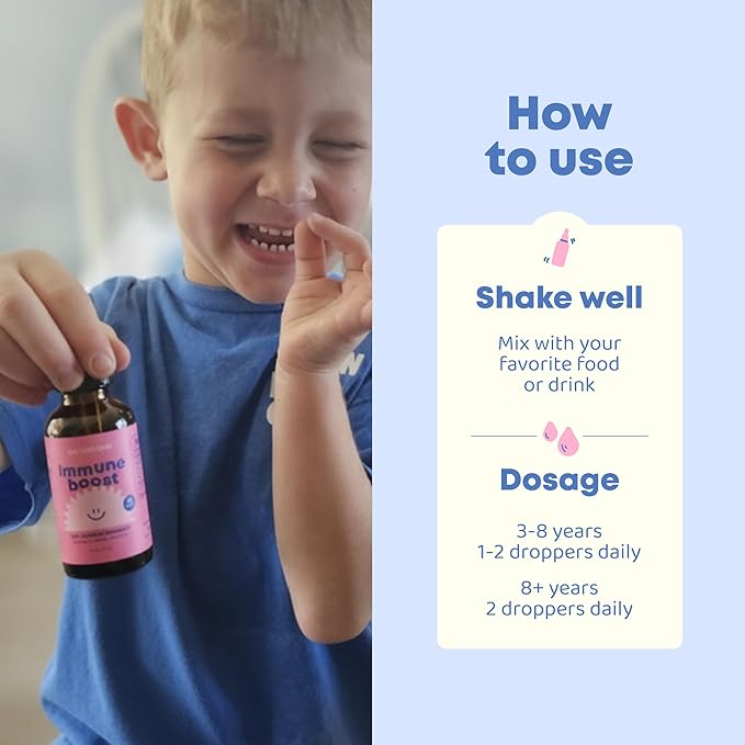 JoySpring Immune Drops – Kids Immune Support Supplement with Elderberry Extract Echinacea Oregon Grape Root &amp Orange Peel Liquid for Ages 3–16+ Years &amp Adults | 2 fl oz (60 Servings)