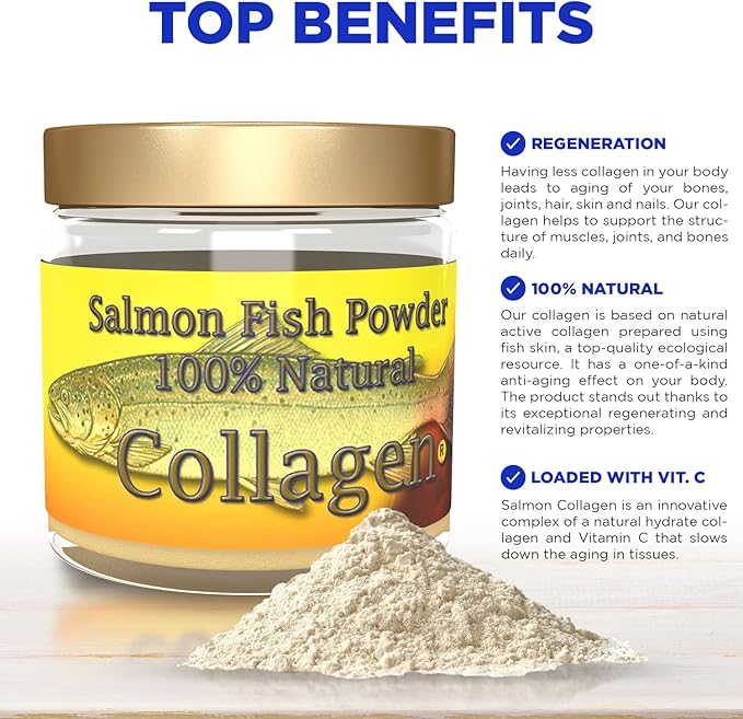 Salcoll Collagen - 100% Natural Bioactive Marine Collagen Powder - Unflavored Kosher can Help Bone Joint Skin Hair Health 3 Pack Three Month Supply