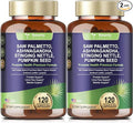 Totaria 2Pack Organic Saw Palmetto - Prostate Health Supplements for Men with Ashwagandha Root Stinging Nettle Pumpkin Seed Prostate Defend Propnietary Blend DHT Blocker 240 Count