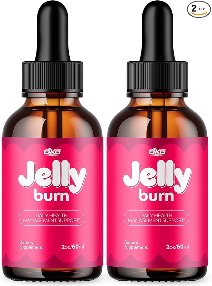 (2 Pack) Jelly Burn Drops Advanced Formula Jelly Burn Liquid Vitamin Supplement All Natural Jellyburn Drops Health and Wellness Vitamin Formula Max Strength Ingredients Made in The USA (60 Servings)
