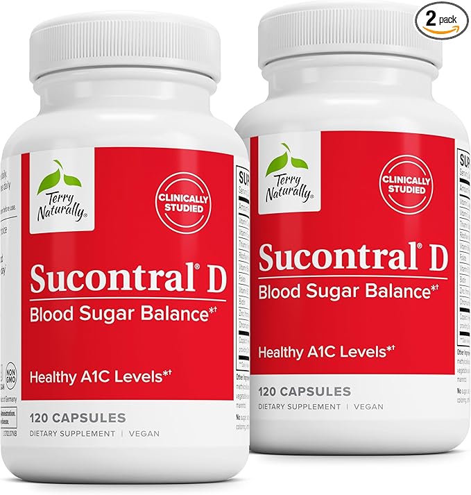 Terry Naturally Sucontral D - B-Complex &amp Folate Supplement - Carbohydrate Metabolism Support - Vitamin &amp Mineral Supplement with Zinc &amp Chromium - 120 Capsules (Pack of 2)
