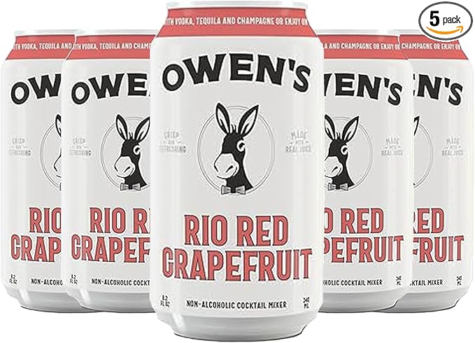 Owen’s Craft Mixers | Rio Red Grapefruit 5 Pack | Handcrafted in the USA with Premium Ingredients | Vegan &amp Gluten-Free Soda Mocktail and Cocktail Mixer
