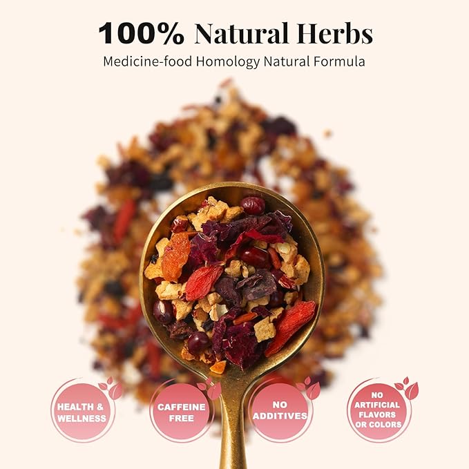 Leafberry Tea Book - Five Reds Tea for Rejuvenates Energy (Menstrual Cycle Tea) Wellness Functional Herbal Tea Detox Boosts Immunity Awaken Rose Jasmine Red Dates Beans (10 Bags) Box Teas Drinkers Gi