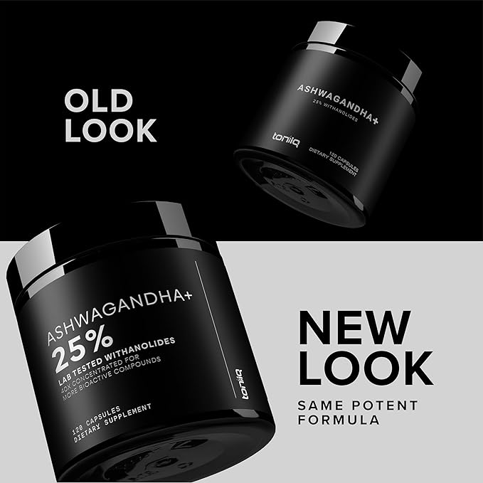 Toniiq Ashwagandha – 40:1 Concentrated Extract – 25% Withanolides – Wild Harvested in India – Highly Bioavailable with Black Pepper – Third-Party Tested – 120 Capsules - 1300mg per Serving