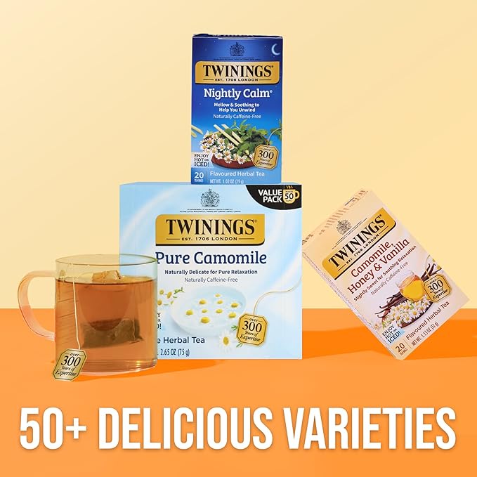 Twinings Nightly Calm Herbal Tea Individually Wrapped Bags 20 Count (Pack of 6) Spearmint &amp Lemongrass Naturally Caffeine-Free Enjoy Hot or Iced 120 Teabags