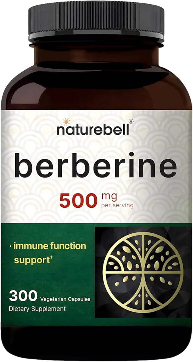 NatureBell Berberine 500mg - 300 Capsules - 97% Pure Berberine HCl - 5:1 Root Extract of Berberis Aristata - Antioxidant Alkaloid &amp Adaptogenic Support*