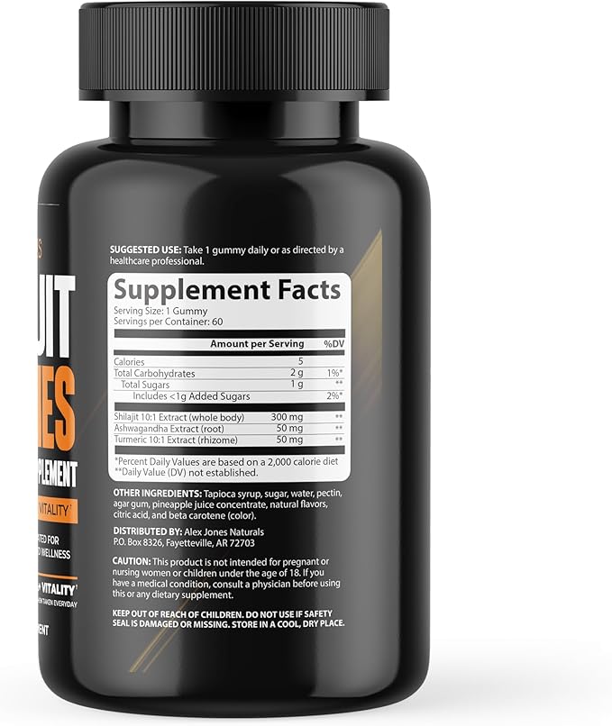 Shilajit Gummies – Men’s Daily Energy &amp Stamina Booster – Sharper Focus &amp Strength w/Ashwagandha for Men – Cellular Energy &amp Performance Supplement – 60 Count