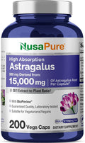 NusaPure Astragalus Root 30:1 Extract 500 mg Equivalent to 15000 mg 200 Veg Caps Suitable for Vegetarians and Vegans Non-GMO