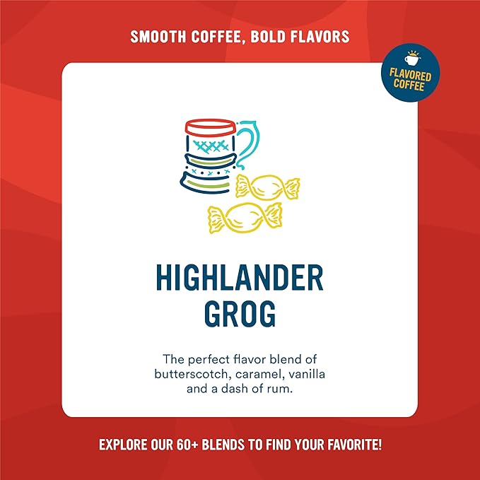 Cameron's Coffee Roasted Whole Bean Coffee Flavored Highlander Grog 4 Pound