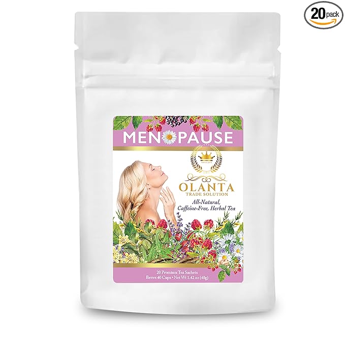 Natural Menopause Tea with Ashwagandha Rooibos Elderberries Lemon Extract Lavender Cranberry Flavor 20 Premium Tea Sachets
