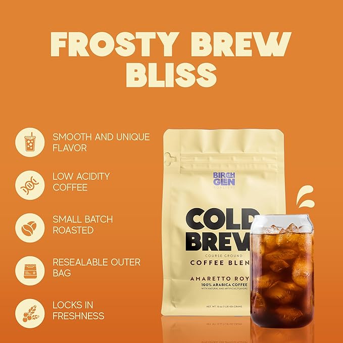 Birch Glen Roasters Cold Brew Coffee | Flavored Coarse Ground Coffee | Artisanal Roasting | 100% Arabica |1 LB | Jamaica Gold Rum