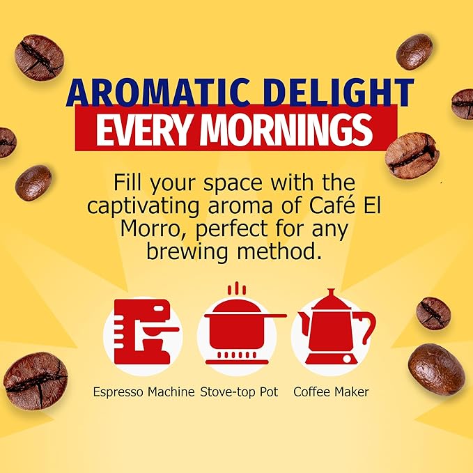 Premium Ground Coffee Café El Morro 250g (8.81 oz) Pack of 12 Gourmet Dark Roast Espresso Coffee Vacuum Pack Experience the Rich Taste of Puerto Rican Style Espresso
