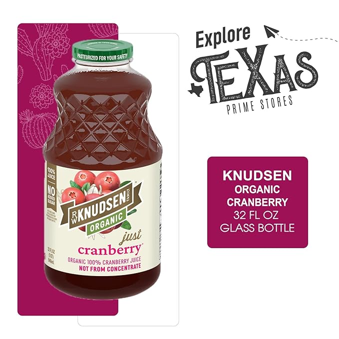 R.W. Knudsen Organic 2-Pack Organic Just Cranberry Fruit Juice 100% USDA Organic 32 fl oz Glass Bottle + 1 Utility Freebie by Lavinia