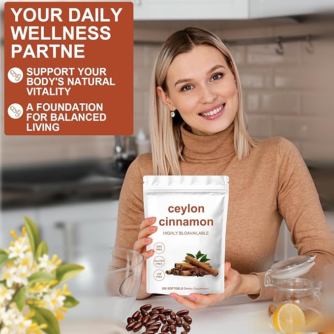 Ceylon Cinnamon Capsule-Highly Bioavailable Herbal Supplement Made with True Ceylon Cinnamon – Non-GMO Gluten Free – Gentle Daily Support-300 Capsule