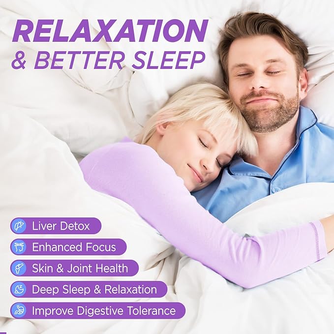 Glycine Gummies 3g(3000 mg) Glycine Supplements for Sleep Detox Relax Nerve Support Blueberry Flavor Sugar-Free Vegan Non-GMO Gluten-Free 60 Ct.