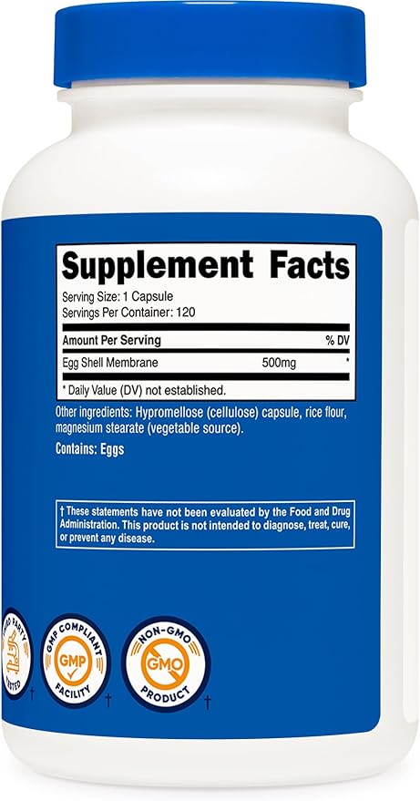 Nutricost Egg Shell Membrane 500 MG Per Serving 120 Capsules - GMO Free Gluten Free