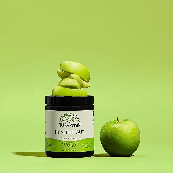 Healthy Gut Green Apple | 30-Servings with L-Glutamine Zinc Glucosamine Slippery Elm Bark Marshmallow Root and More!