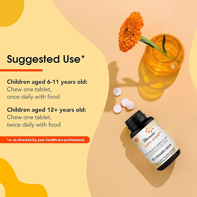I’m Nutrients Calm Mind | Saffron Supplements for Kids | Nervous System Support | Kids Magnesium | Vitamin B6 | Zinc | Naturally Flavored | No Artificial Ingredients | 60 Chewable Tablets