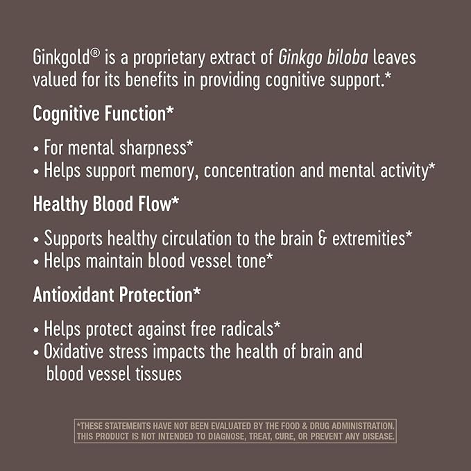 Nature's Way Ginkgold Max Advanced Ginkgo Extract for Mental Sharpness 1x Daily 120 mg 30 Count