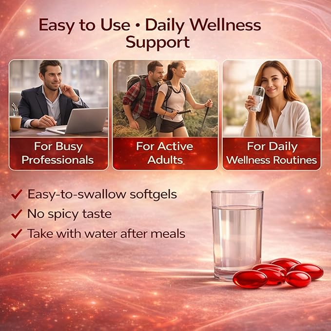 Cayenne Pepper Softgels Organic Cayenne Pepper Capsules with Vitamins D3 K2 Grape Seed Beet Root Capsaicin Supplements Supports Heart and Blood Vessel Health Non-GMO 300 Softgels