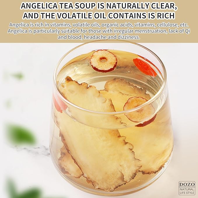 DOZO Premium Angelica Root 10.58oz/300g Dang Gui Dong Quai Natural Angelica Sinensis Slices for Tea Sulfur Free Caffeine Free 当归 当归片 當歸