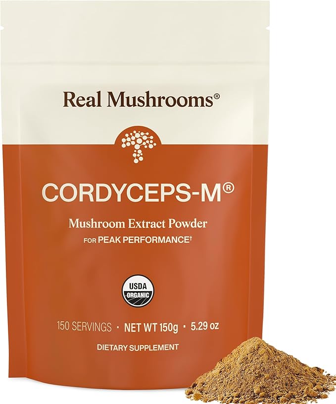 Real Mushroom Cordyceps Mushroom Powder - Cordyceps Mushroom Energy and Performance - Organic Cordyceps Powder with Beta-Glucans Vegan Supplement Non-GMO 150 Servings