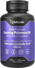 Naturalis Evening Primrose Oil (Cold Pressed) | 100% Natural from New Zealand | Non-GMO Soy &amp Gluten Free Zero Filler | 300 Mini-Softgels