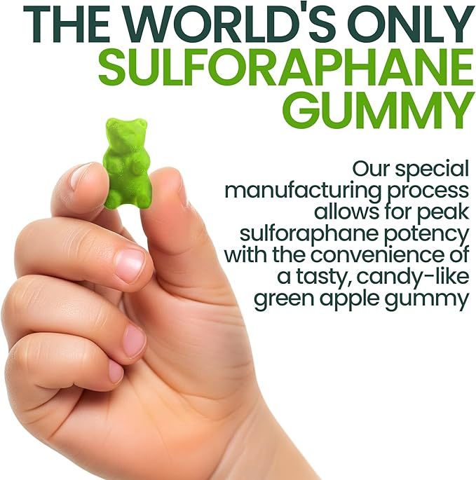 NeuroBrocc Sulforaphane Supplement Gummies – Broccoli Sprout Extract – Vegan Friendly Green Apple Flavor – Broccoli Seed Extrac for Kids and Adults - 60 Gummy Bears
