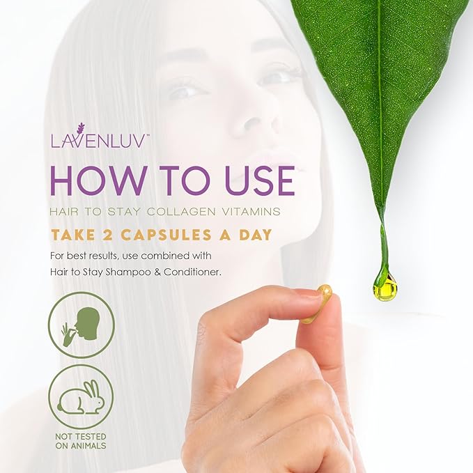 60 Growth Pills - Collagen Peptides Capsules - Lavenluv - Thicker - Supplement - Biotin Vitamins - Growth - Loss Thinning