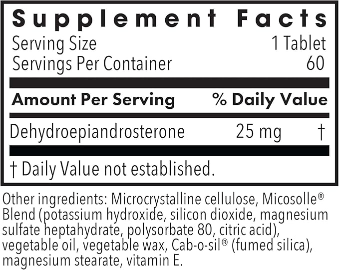 Allergy Research Group ARG DHEA 25 Micronized Lipid Matrix - Supports Hormone Balance &amp Brain Function - Delivers 25 mg DHEA - Micronized &amp Plant Sourced - Hypoallergenic - 60 Servings - 60 Ca