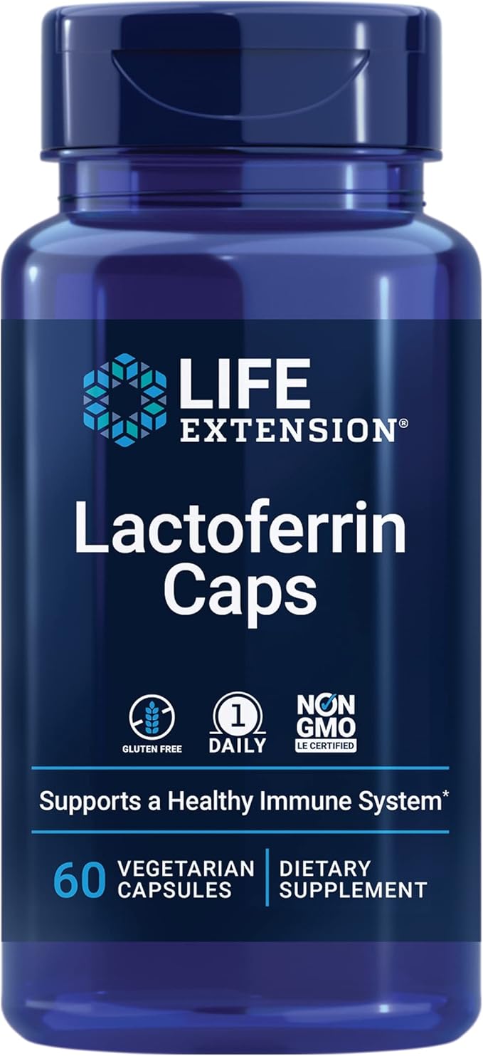 Life Extension Lactoferrin Caps Healthy Immune Response GI Support Vision Health Gluten-Free Non-GMO 1-Daily Vegetarian 60 Capsules