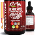 Clean Nutra Berberine with Ceylon Cinnamon Supplement Liquid Drops + Bitter Melon Extract Glucomannan Gymnema Chromium Turmeric Organic Panax Ginseng Moringa GLP-1 Support